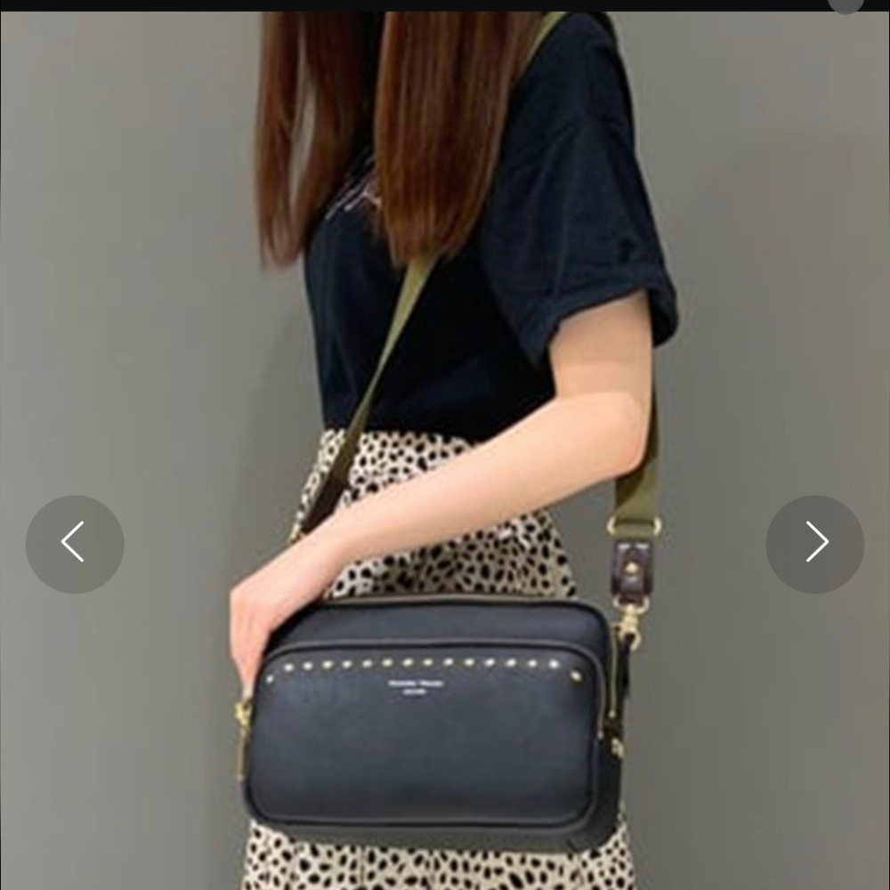 Samantha Thavasa Black Leather Studded Crossbody Bag